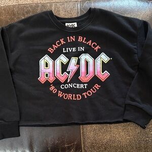 AC/DC Black Cropped Crew Neck Sweatshirt